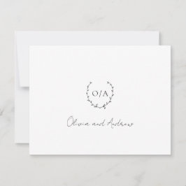 Tarjeta De Agradecimiento Escudo de guirnalda monograma clásico matrimonio e