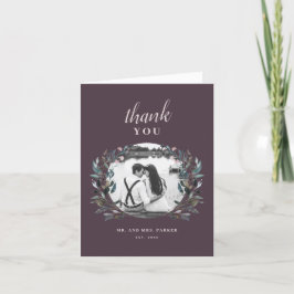 Tarjeta De Agradecimiento Escudo de jardín | Foto de Mauve Purple Floral Bod