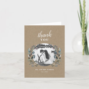 Tarjeta De Agradecimiento Escudo de jardín Foto Rustic Kraft Boda floral