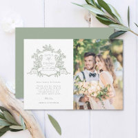 Escudo floral clásico Sage Green Boda Photo