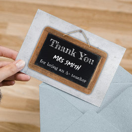 Tarjeta De Agradecimiento Escuela de pizarra única para profesores A+