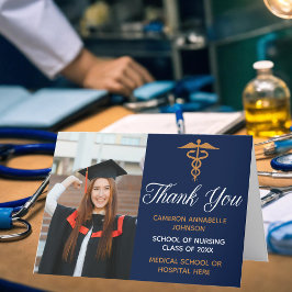 Tarjeta De Agradecimiento Escuela Médica de Oro Azul de Marina