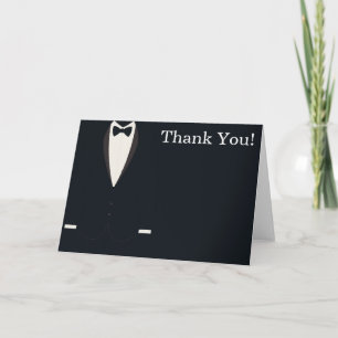 Tarjeta De Agradecimiento Esmoquin negro y blanco Gracias