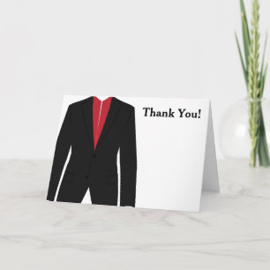 Tarjeta De Agradecimiento Esmoquin negro y blanco Gracias