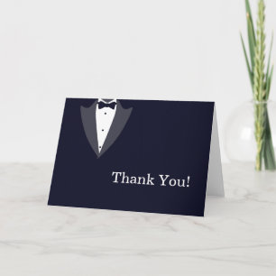 Tarjeta De Agradecimiento Esmoquin negro y blanco Gracias