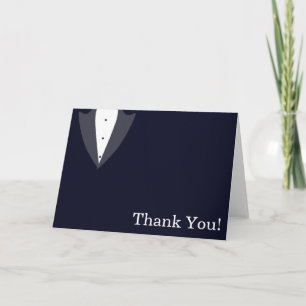 Tarjeta De Agradecimiento Esmoquin negro y blanco Gracias