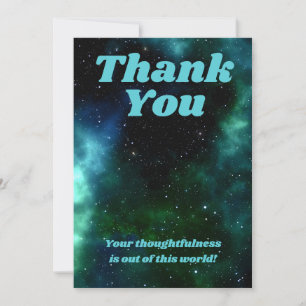 Tarjeta de agradecimiento espacial