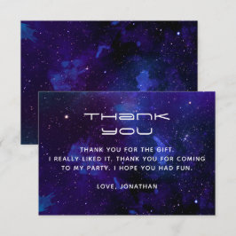 Tarjeta De Agradecimiento Espacio acuático y estrellas. Cumpleaños del plane