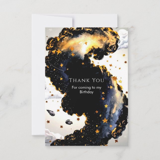 Tarjeta De Agradecimiento Espacio de Cumpleaños para Niños Encantados (Anverso)