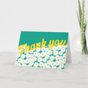 Tarjeta De Agradecimiento Espacio negativo Daisies amarillo blanco sobre ver