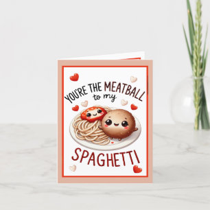 Tarjeta De Agradecimiento Espaguetis y Albóndigas Kawaii Adorables
