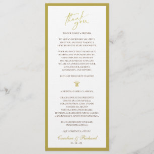 Tarjeta de agradecimiento. Español e inglés
