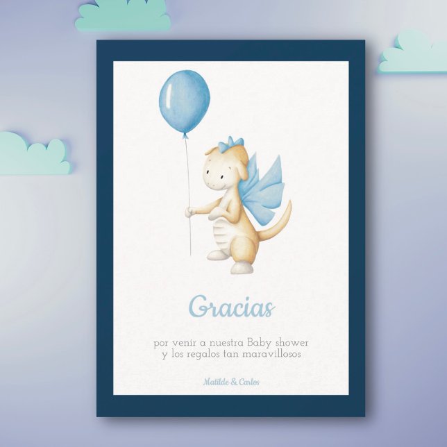 Tarjeta De Agradecimiento Español Gracias Dragon Baby Shower (Subido por el creador)