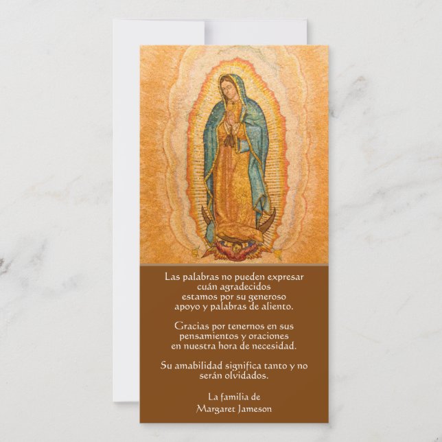 Tarjeta De Agradecimiento ESPAÑOL: Nuestra Señora del Funeral de Guadalupe g (Anverso)