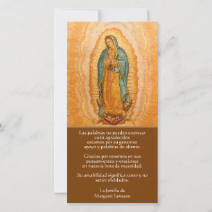 Tarjeta De Agradecimiento ESPAÑOL: Nuestra Señora del Funeral de Guadalupe g