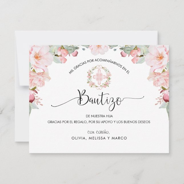 Tarjeta De Agradecimiento Español, Rubor y Bautismo de la Casa de la Moneda  (Anverso)