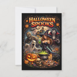 Tarjeta De Agradecimiento Espantos de Halloween