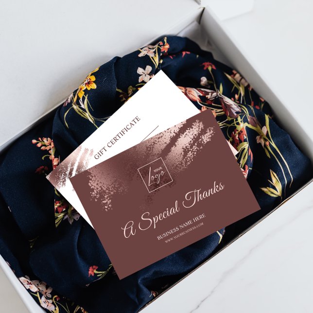 Tarjeta de agradecimiento especial de regalo de ne (Stylish Bronze Special Thanks Business Gift Certificate Card)