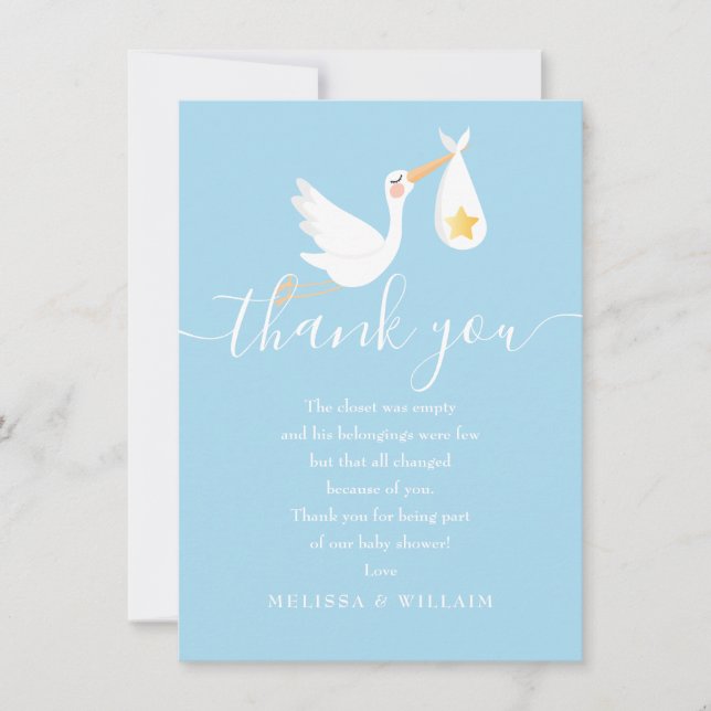 Tarjeta De Agradecimiento Especial Gracias De Entrega Poetis Baby Boy Shower (Anverso)