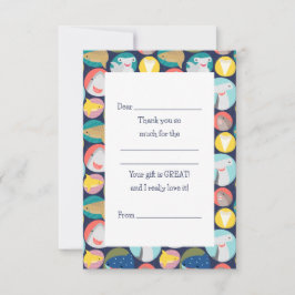 Tarjeta De Agradecimiento Especies de tiburones lindos rellenan