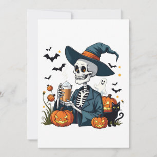 Tarjeta De Agradecimiento Espectacular esqueleto de Halloween Sippin Spkin
