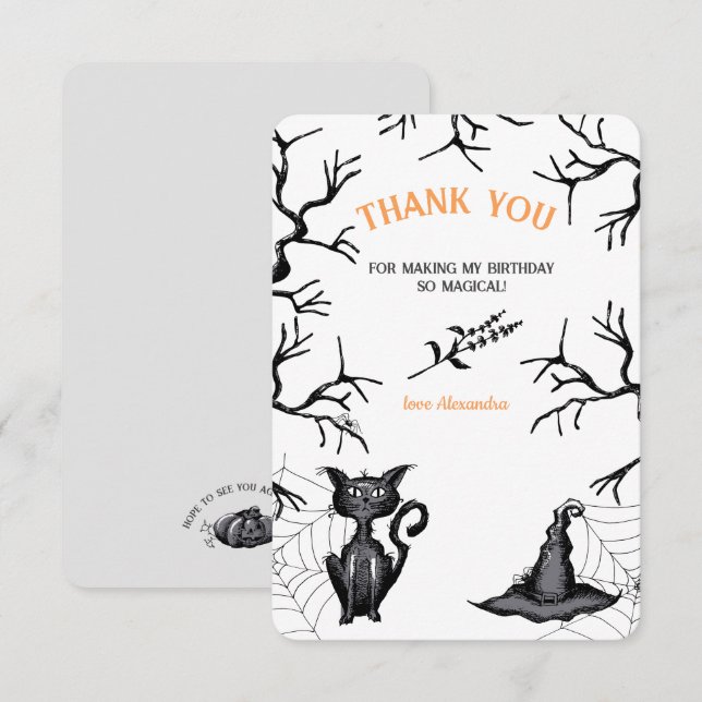 Tarjeta De Agradecimiento Espectacular fiesta de cumpleaños de Halloween (Anverso / Reverso)