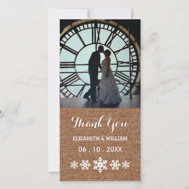 Tarjeta De Agradecimiento Espectaculares copos de nieve de la boda invernal (Anverso)