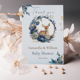 Tarjeta De Agradecimiento Espectaculares hojas de flores azules de ciervo de