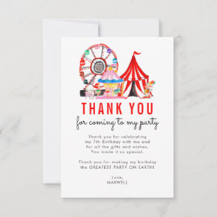 Tarjeta De Agradecimiento Espectáculo de circo de carnaval chic payasos glob