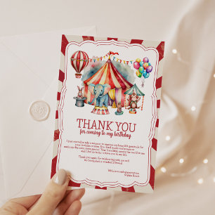Tarjeta De Agradecimiento Espectáculo de Circo de Fiesta de Carnaval & Cumpl