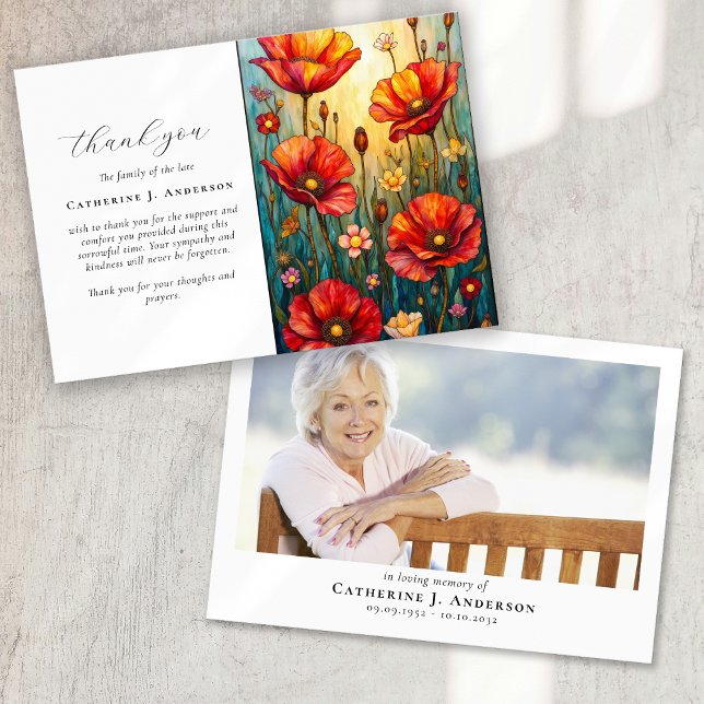Tarjeta De Agradecimiento Espectáculos florales Fotografía Simpatía Funeral  (Subido por el creador)