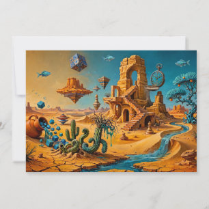 Tarjeta De Agradecimiento Espejismo del desierto Ocra Naranja Azul Turquesa
