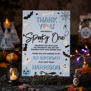 Tarjeta De Agradecimiento ¡Espeluznante! Cumpleaños de Halloween de un niño