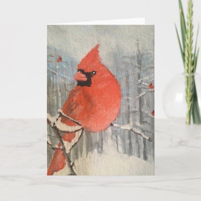 Tarjeta De Agradecimiento Esperando Mi Turno En El Alimentador De Pájaros (Anverso)