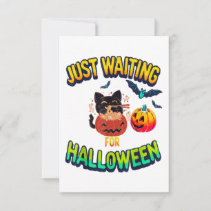 Tarjeta De Agradecimiento esperando por Halloween Black Cat Van Gogh Starr