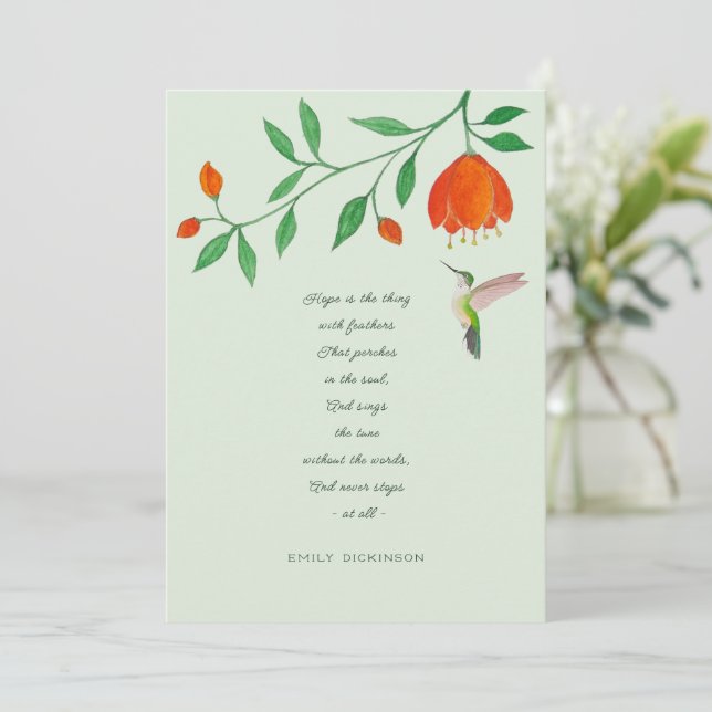 Tarjeta De Agradecimiento Esperanza de colibrí (Anverso de pie)