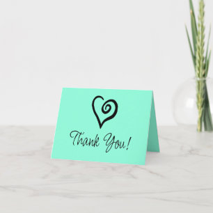Tarjeta De Agradecimiento Espiral de Corazón Único Minimalista sobre Turques