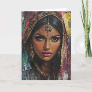 Tarjeta De Agradecimiento Espiral de mujer india colorida radiante