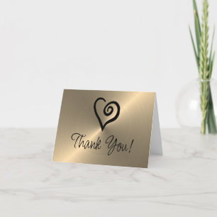 Tarjeta De Agradecimiento Espiral minimalista de un solo corazón en metálico
