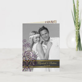 Tarjeta De Agradecimiento Espirales étnicas púrpuras de Boho elegante foto d
