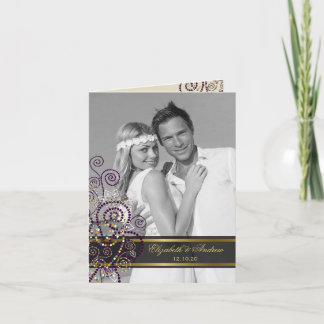 Tarjeta De Agradecimiento Espirales étnicas púrpuras de Boho elegante foto d