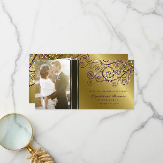 Tarjeta De Agradecimiento Espirales moradas de Boho Boda elegante foto
