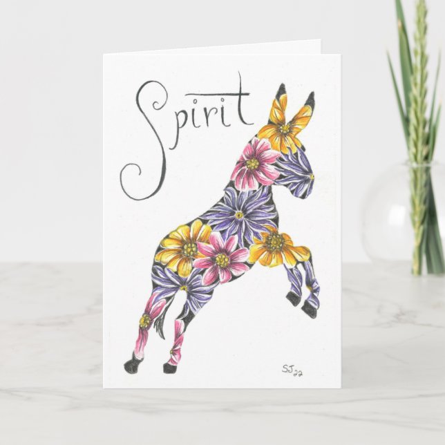 Tarjeta De Agradecimiento Espíritu Floral Saltando Mule de Sherry Jarvis (Anverso)