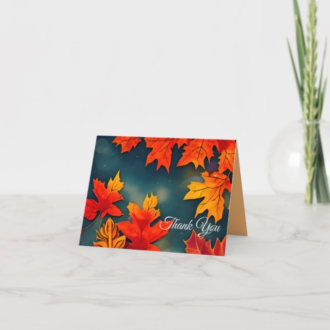 Tarjeta De Agradecimiento Espléndidas hojas de arce rústico otoñal (Anverso)