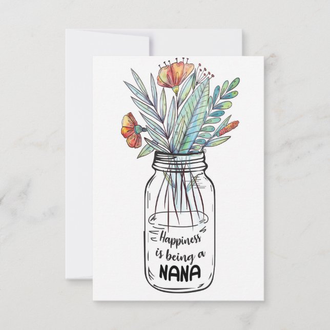 Tarjeta De Agradecimiento Esposa Arte Felicidad Es Ser Una Nana (Anverso)