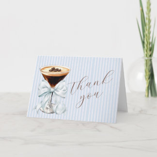 Tarjeta De Agradecimiento Espresso Martini Blue Coquette Bow