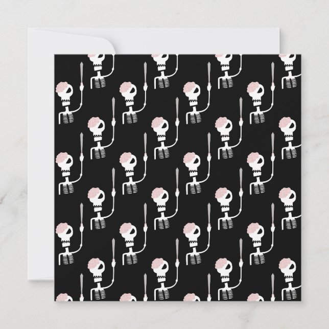 Tarjeta De Agradecimiento esqueleto de Halloween con una espada  (Anverso)