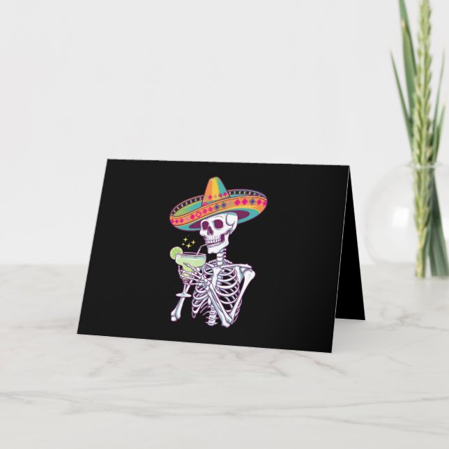 Tarjeta De Agradecimiento Esqueleto mexicano Cinco De Mayo Margarita Fiesta (Anverso)