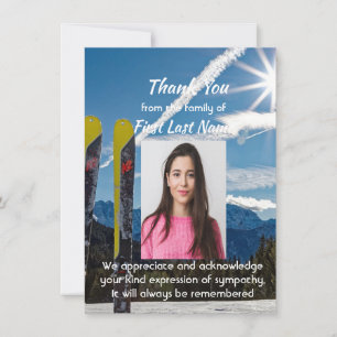 Tarjeta De Agradecimiento Esquí de Esquí Memorial Gracias