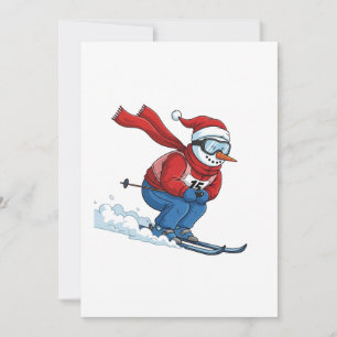 Tarjeta De Agradecimiento Esquiador de muñeco de nieve Navidad 2026 Deportes